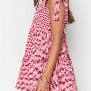 Red Gingham Sleeveless Dress